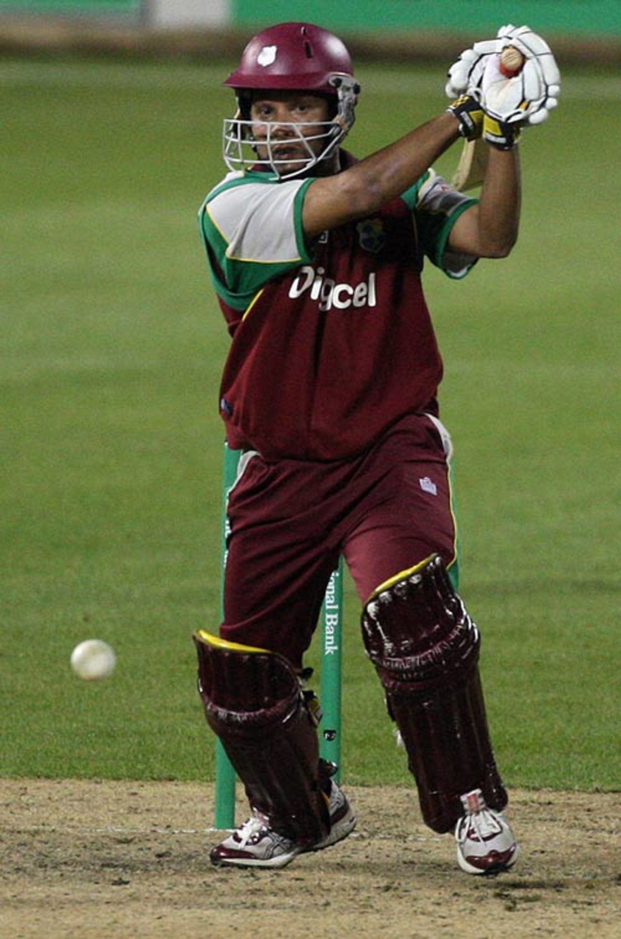 Ramnaresh Sarwan muscles the ball down the ground, New Zealand v West Indies, 2nd ODI, Christchurch, January 3, 2009