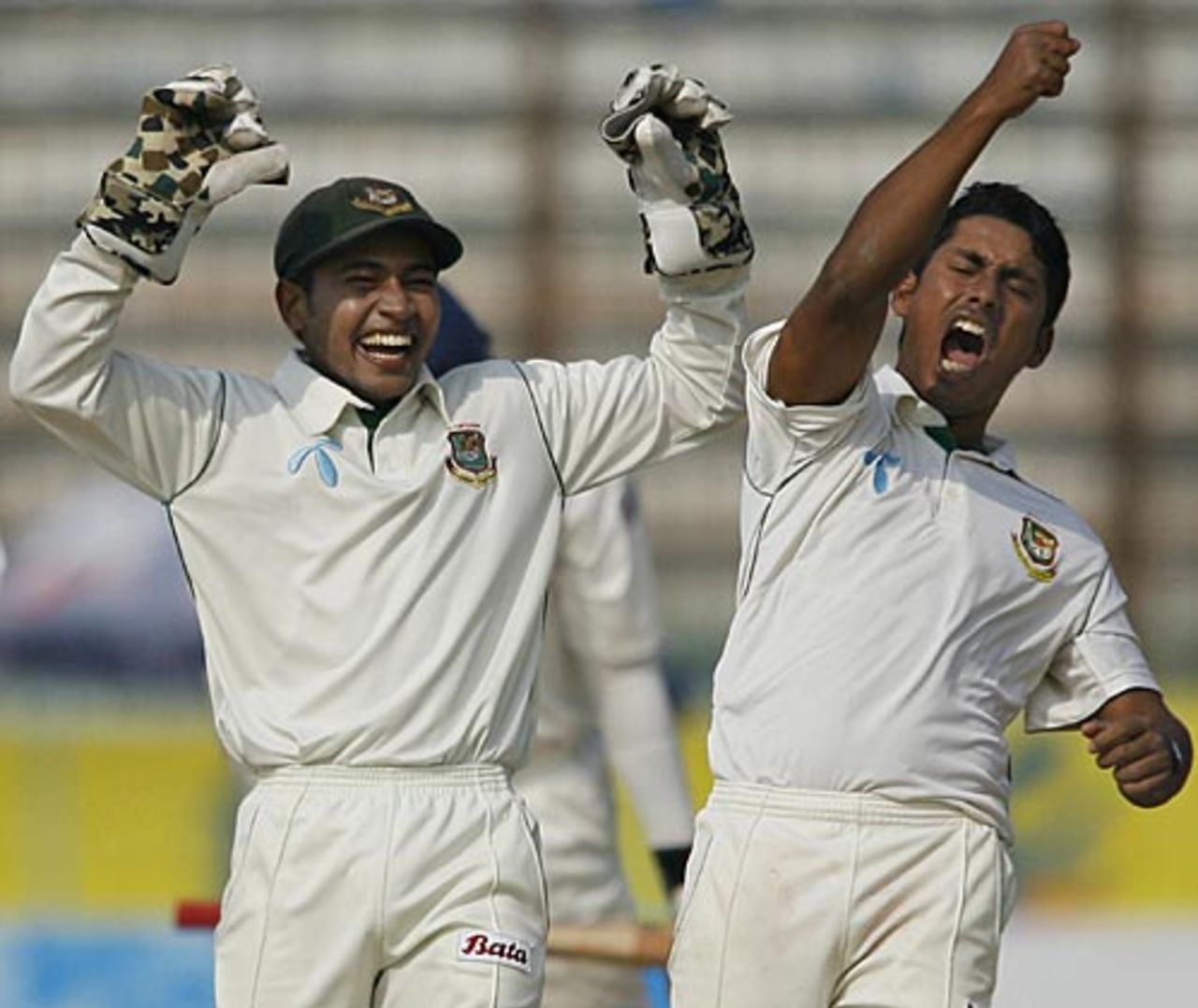 Mohammad Ashraful lets out a war cry after dismissing Kumar Sangakkara, Bangladesh v Sri Lanka, 2nd Test, Chittagong, 3rd day, January 5, 2008