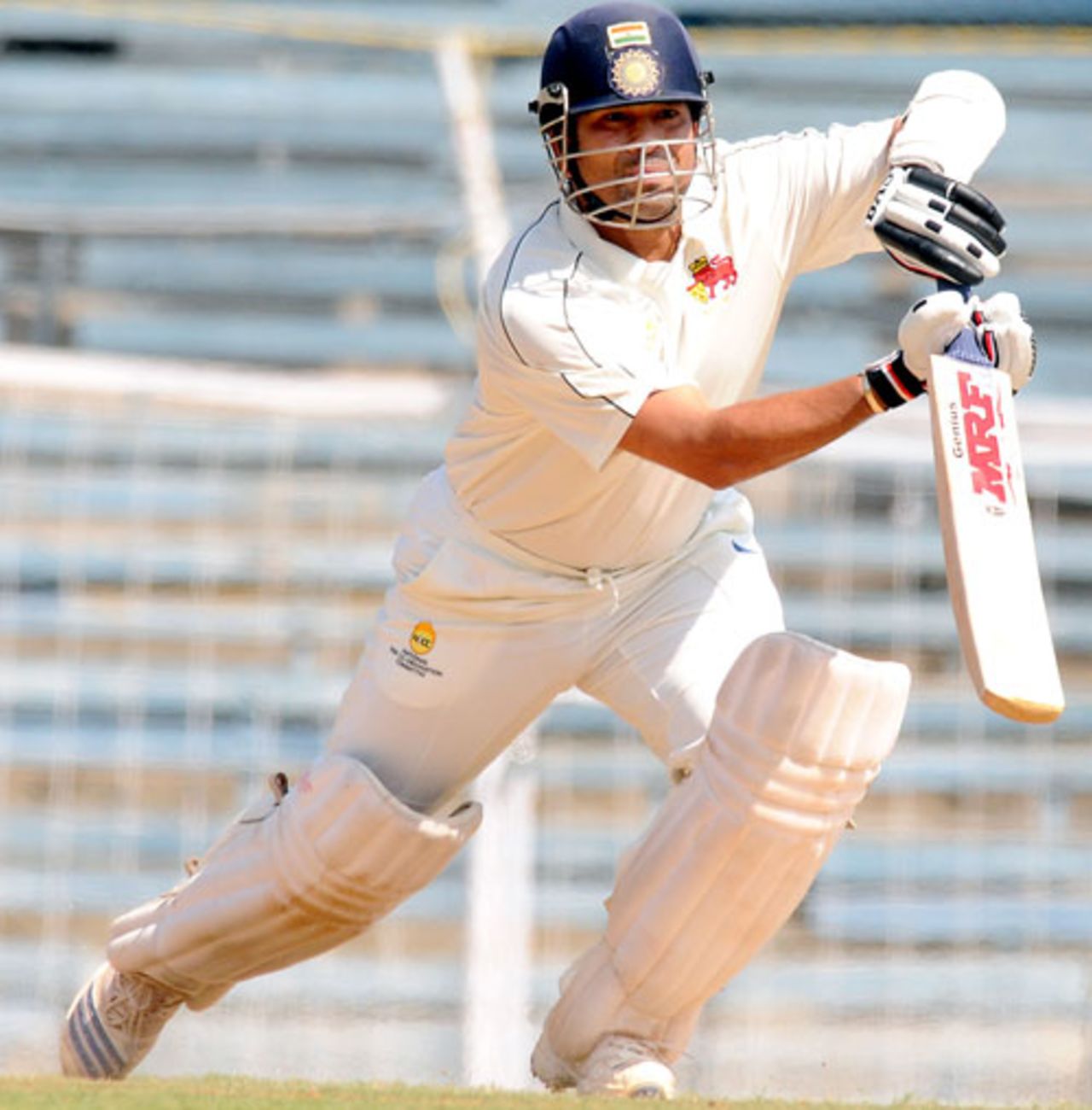 Sachin Tendulkar drives uppishly, Mumbai v Saurashtra, Ranji Super League semi-final, 2nd day, Chennai, January 5, 2009