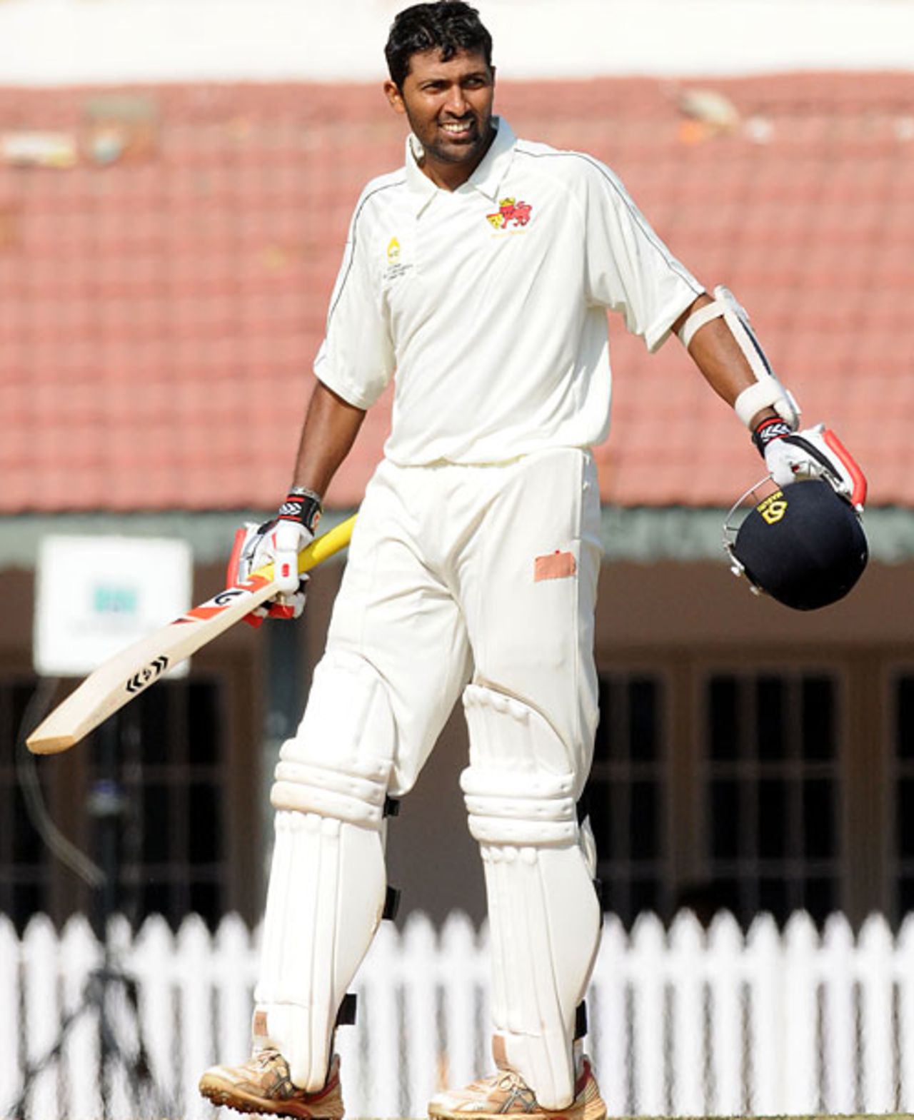 Wasim Jaffer celebrates his triple-century, Mumbai v Saurashtra, Ranji Super League semi-final, 2nd day, Chennai, January 5, 2009