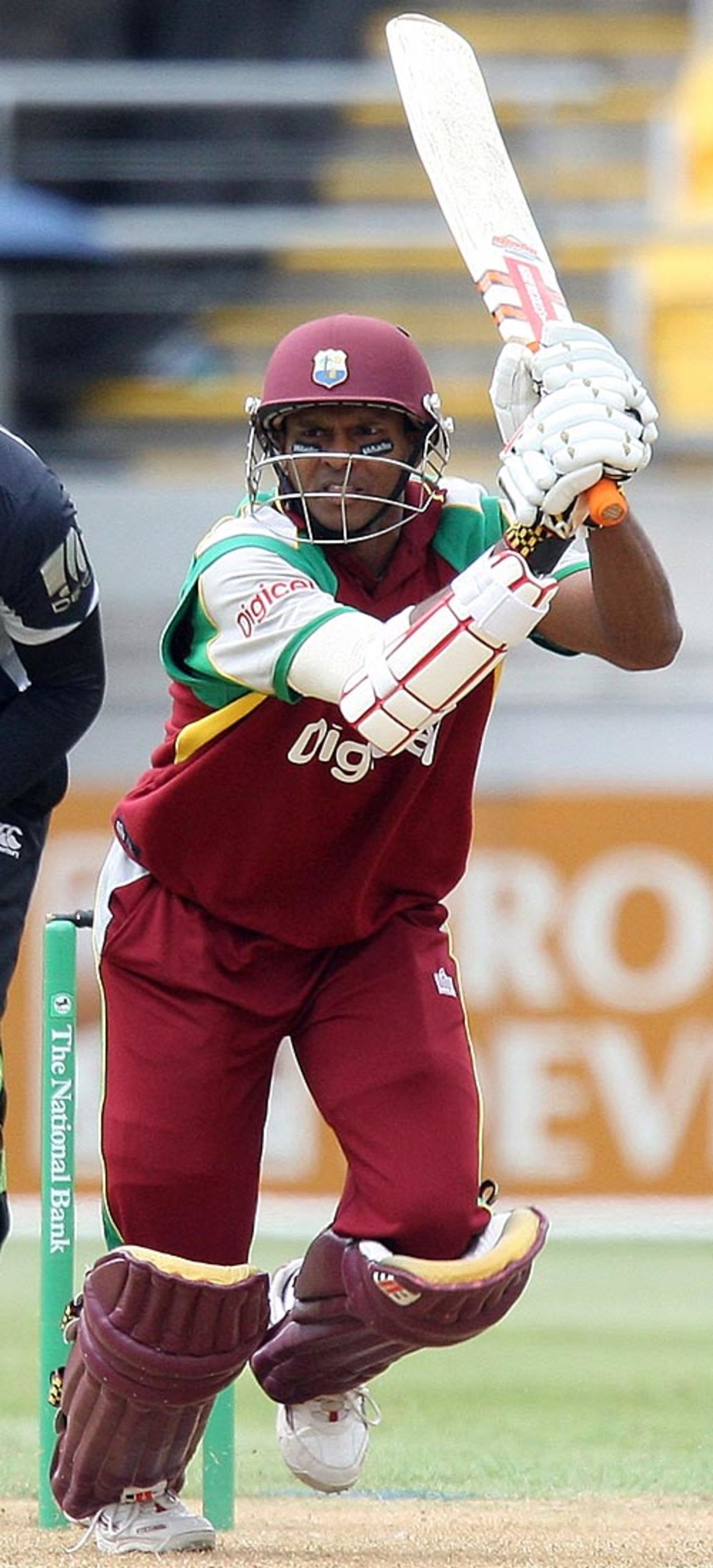 Shivnarine Chanderpaul whips one on the on side, New Zealand v West Indies, 3rd ODI, Wellington, January 7, 2009