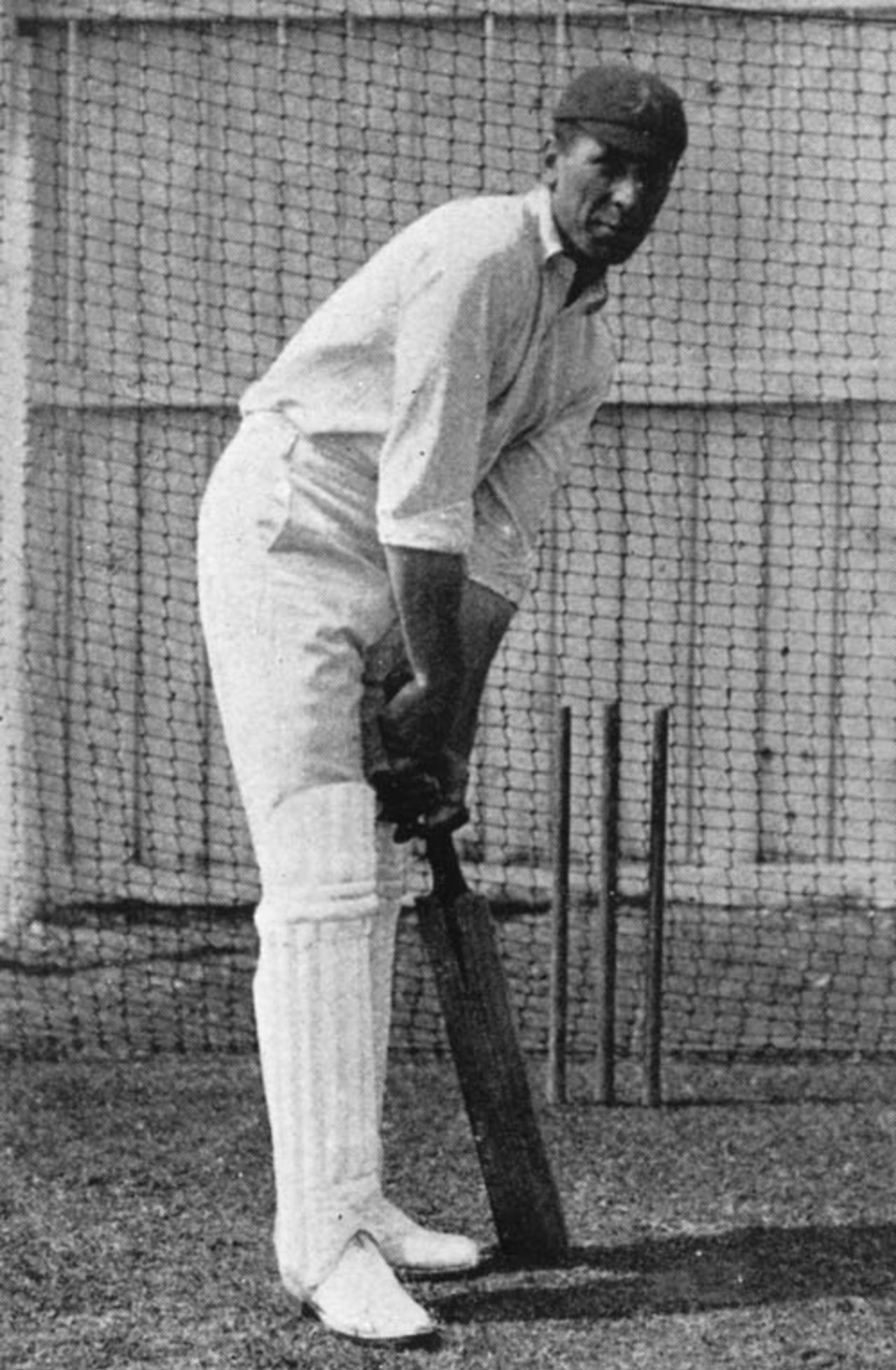 Harold Garnett at a net session, 1905