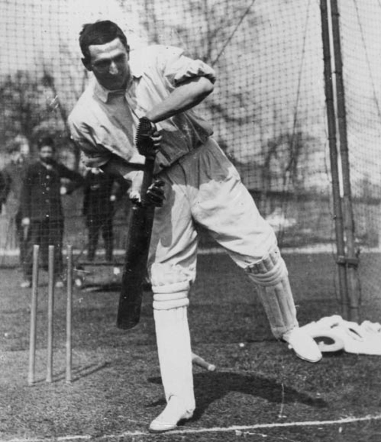 England batsman CB Fry in the nets, 1905