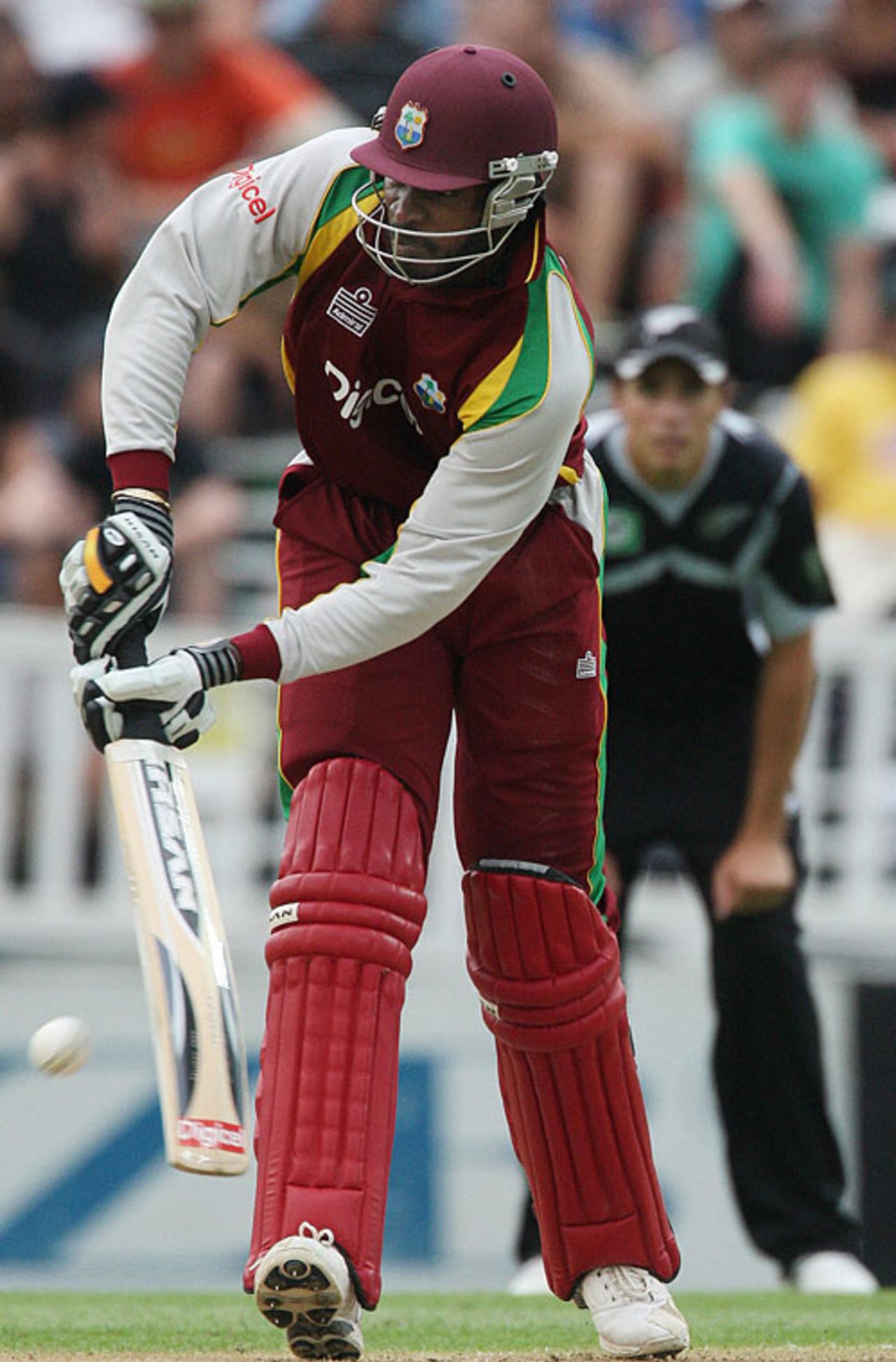 Chris Gayle works one away towards the leg side, New Zealand v West Indies, 4th ODI, Auckland, January 10, 2009