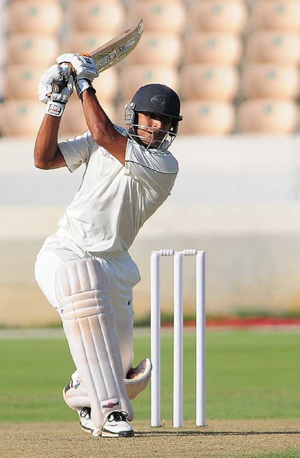 Abhishek Nayar drives during his innings of 99, Mumbai v Uttar Pradesh, Ranji Trophy final, 1st day, Hyderabad, January 12, 2009