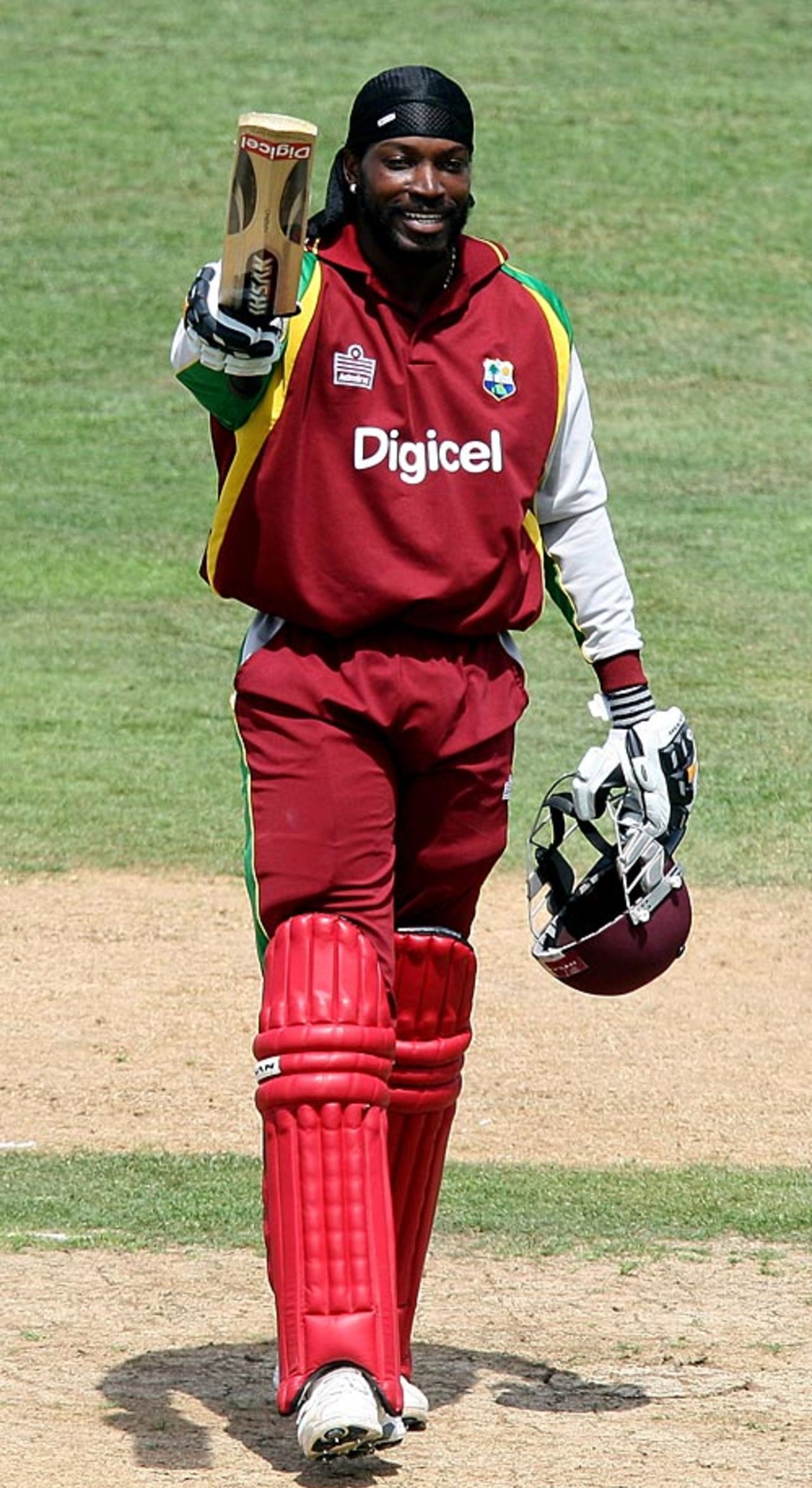 Chris Gayle celebrates his hundred, New Zealand v West Indies, 5th ODI, Napier, January 13, 2009
