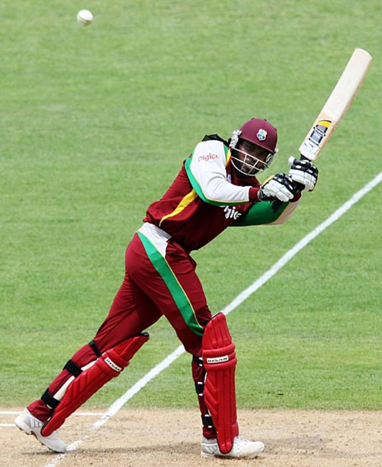 Chris Gayle whips one over square leg, New Zealand v West Indies, 5th ODI, Napier, January 13, 2009