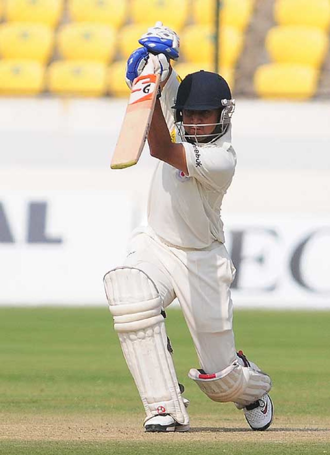 Shivakant Shukla drives during his innings of 99, Mumbai v Uttar Pradesh, Ranji Trophy final, 3rd day, Hyderabad, January 14, 2009