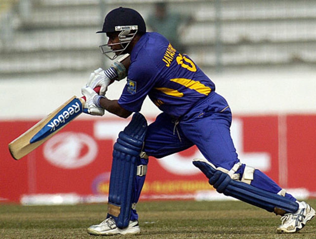 Sanath Jayasuriya plays a shot during his half-century, Bangladesh v Sri Lanka, Bangladesh Tri-Series, Dhaka, January 14, 2009