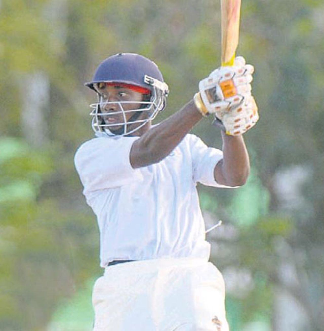 Nekoli Parris on his way to his maiden hundred, Combined Campuses and Colleges v Guyana, Barbados, January 18, 2009