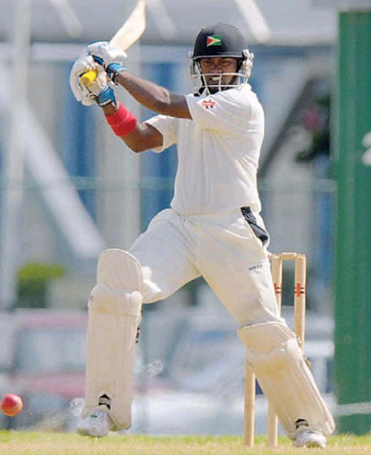 Narsingh Deonarine on his way to 86 in a losing cause, Combined Campuses and Colleges v Guyana, Barbados, January 19, 2009