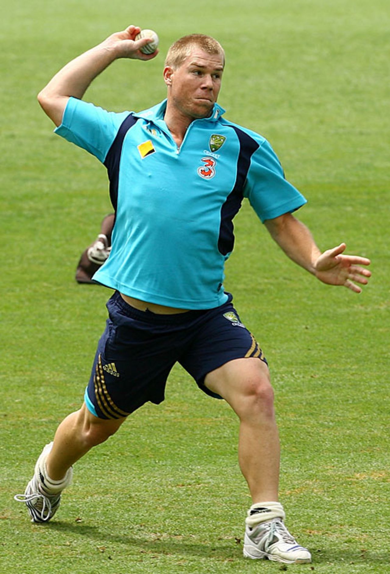 David Warner practises his throwing, Sydney, January 22, 2009