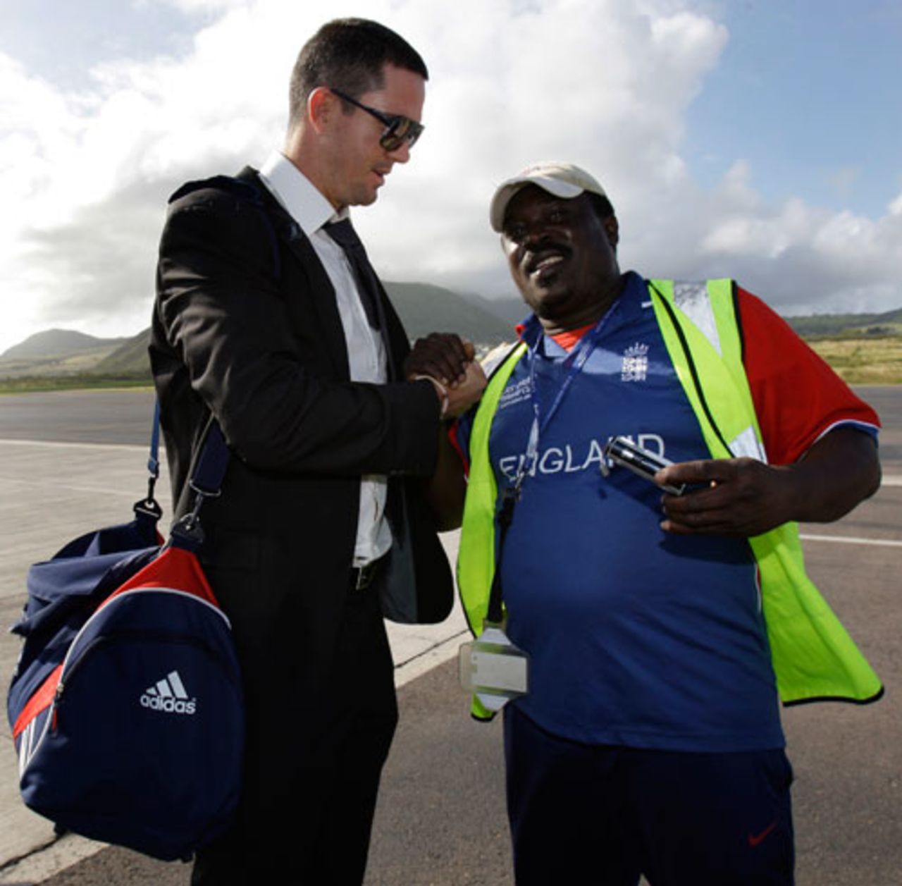 Former England captain Kevin Pietersen arrives in St Kitts, January. 21, 2009