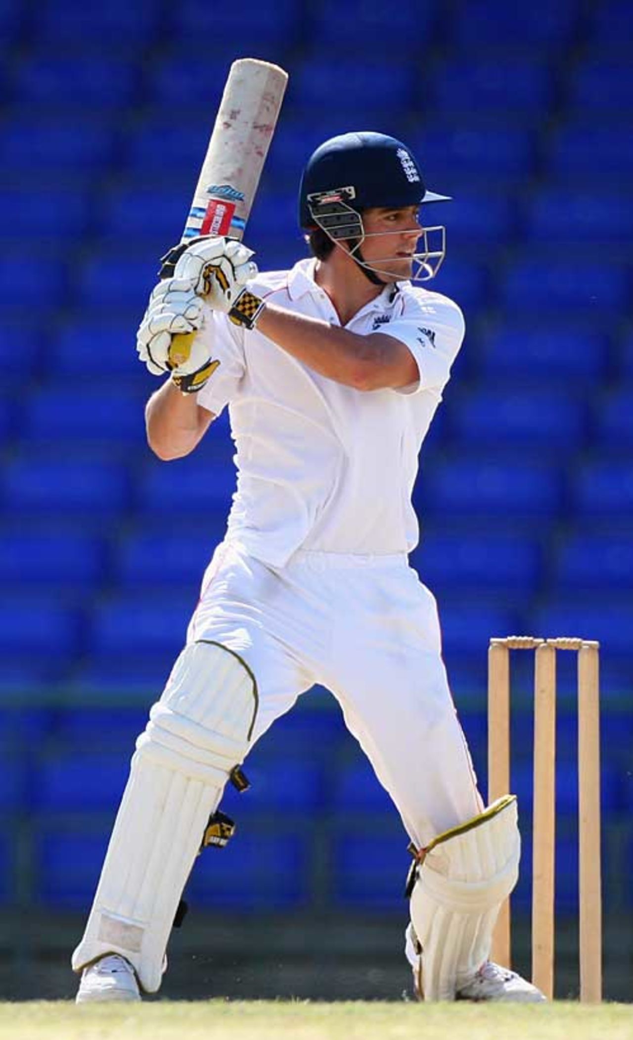 Alastair Cook cuts during his positive half century, St Kitts & Nevis XI v England XI, Warner Park, January 25, 2009