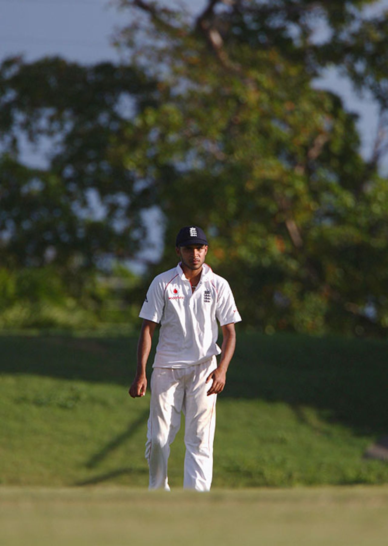 Adil Rashid fields during St Kitts' second innings at Basseterre, St Kitts Invitational XI v England XI, Warner Park, January 27, 2009