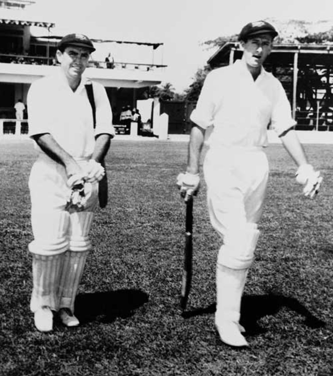 Bob Simpson and Bill Lawry walk out to bat, West Indies v Australia, first Test, Jamaica