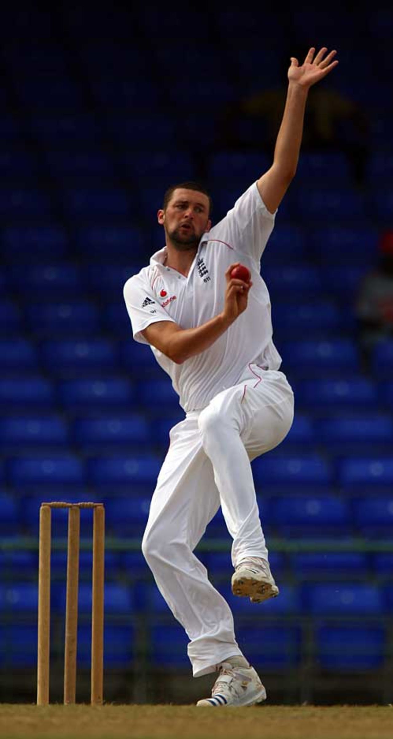 Steve Harmison eventually picked up a wicket on the second day, West Indies A v England XI, Warner Park, January 30, 2009
