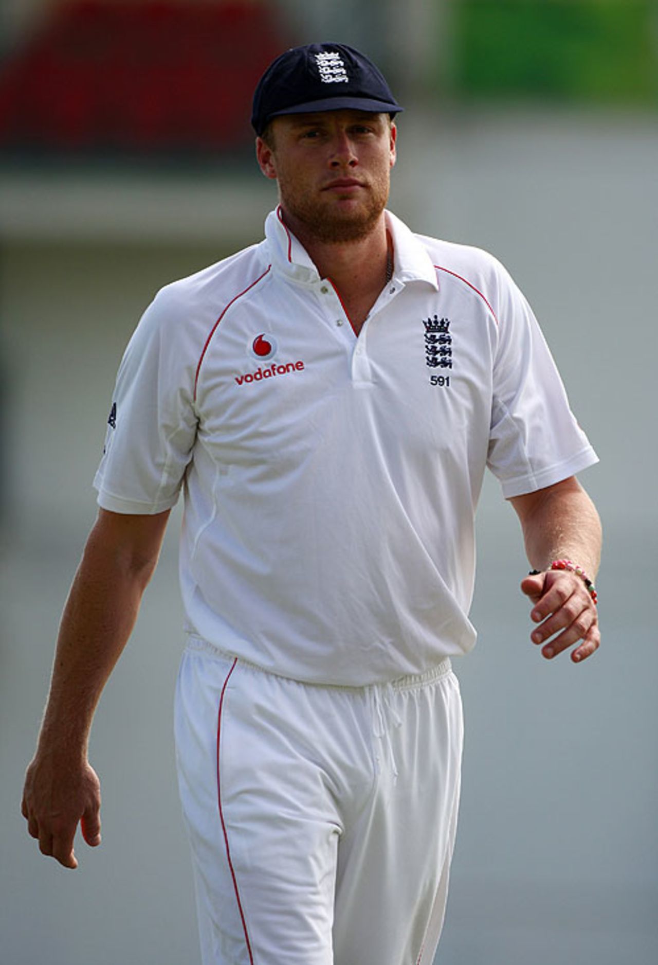 Andrew Flintoff made an appearance as a substitute fielder, West Indies A v England XI, Warner Park, January 30, 2009