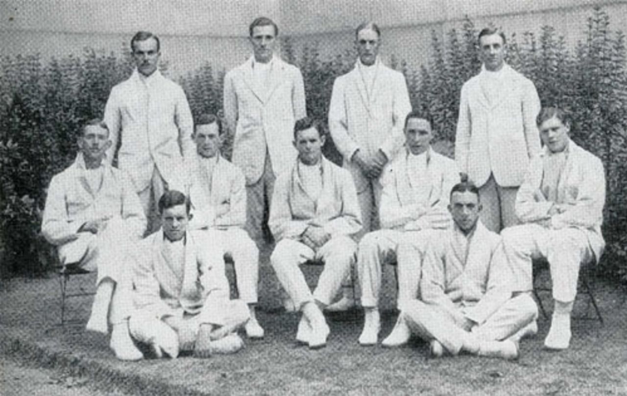 The Cambridge side of 1922. Back: AG Doggart, MD Lyon, CAF Fiddian Green, JL Bryan. Middle: CS Marriott, H Ashton, G Ashton, GCH Gibson, APF Chapman. Front: ET Ashton, RG Evans, 