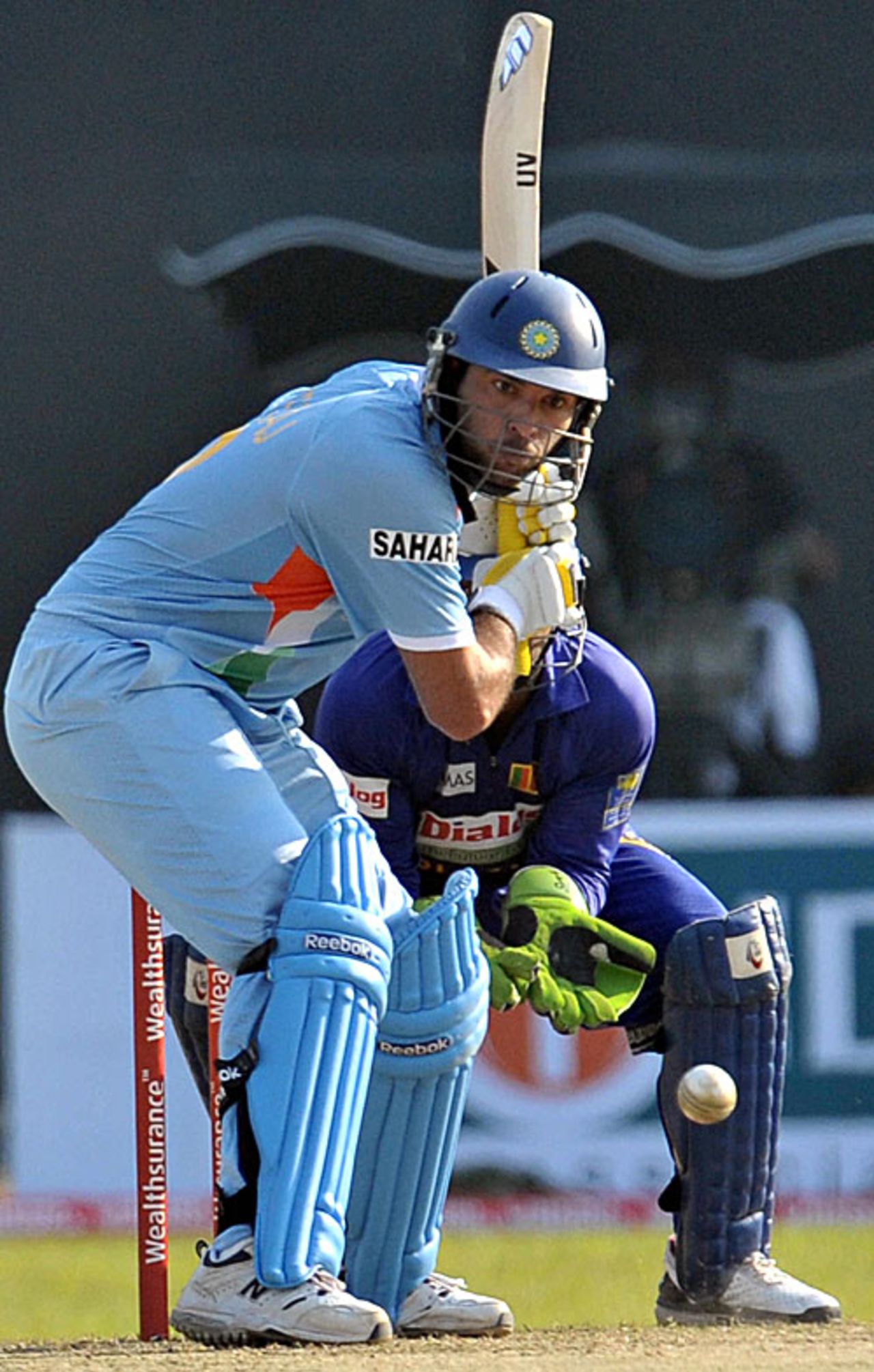 Yuvraj Singh watches the spin, Sri Lanka v India, 2nd ODI, Colombo, January 31, 2009