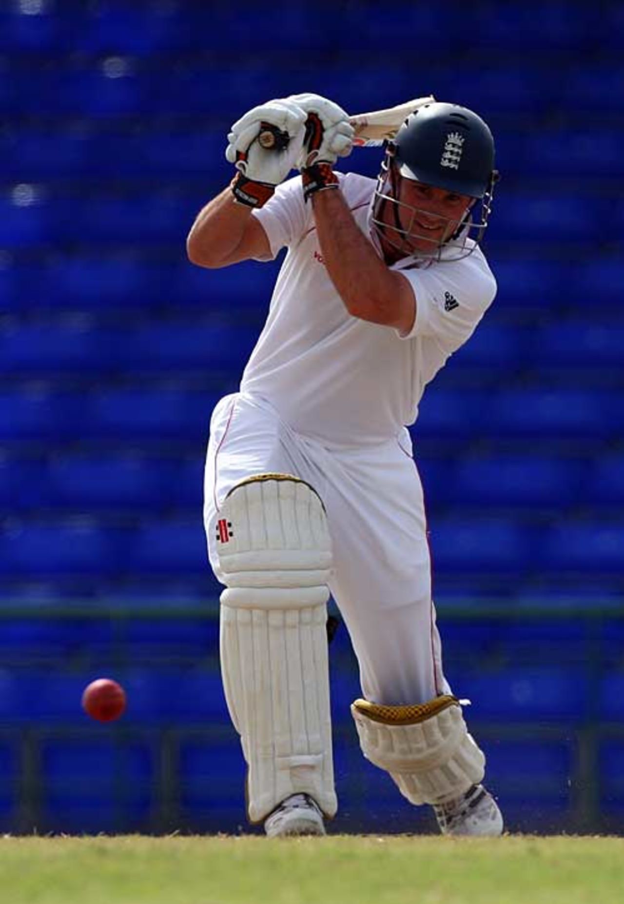 Andrew Strauss drives during his 97, West Indies A v England XI, Warner Park, January 31, 2009