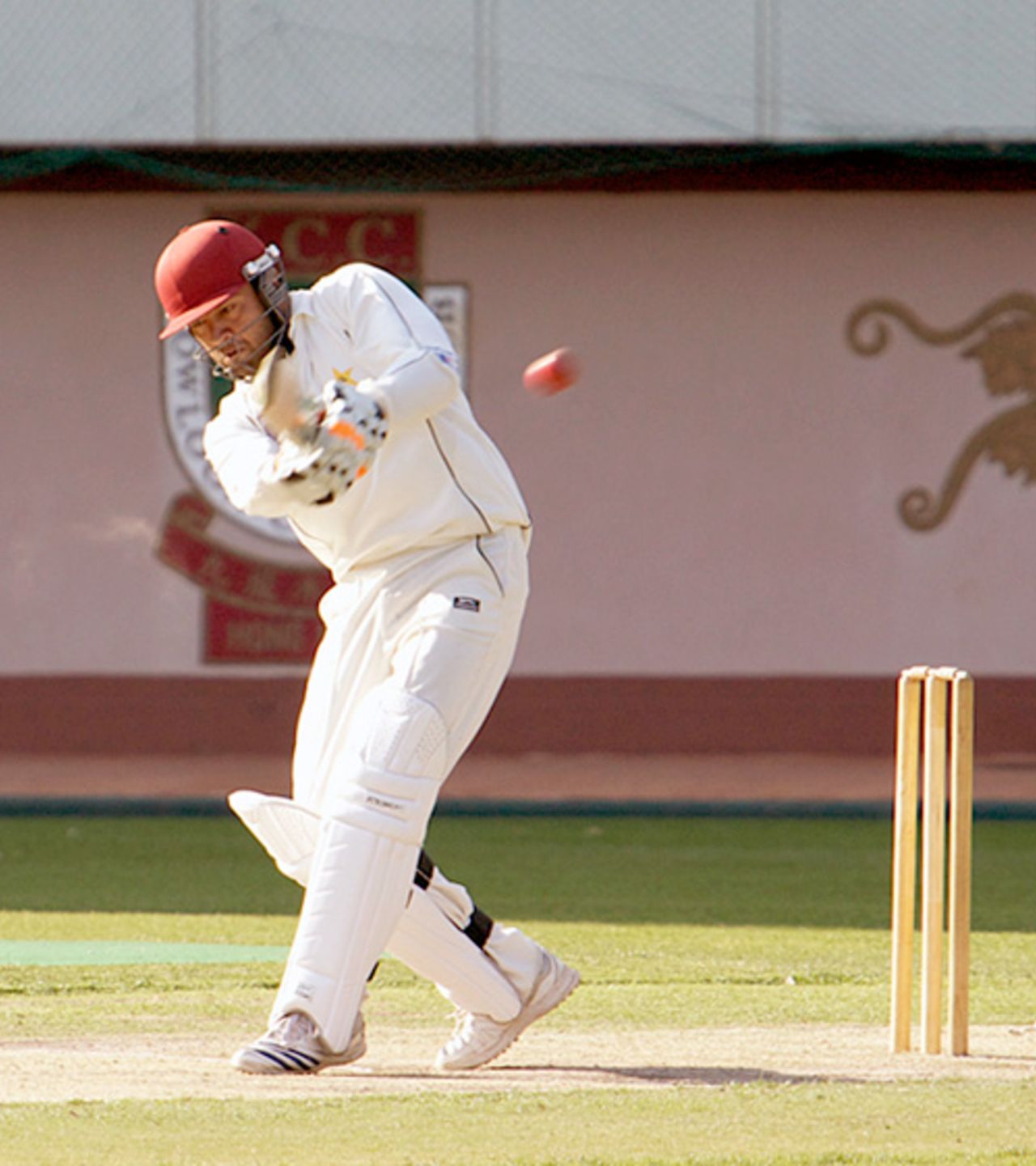 Milennium CC's Adnan Butt flicks the ball to leg for a boundary against Crusaders at KCC