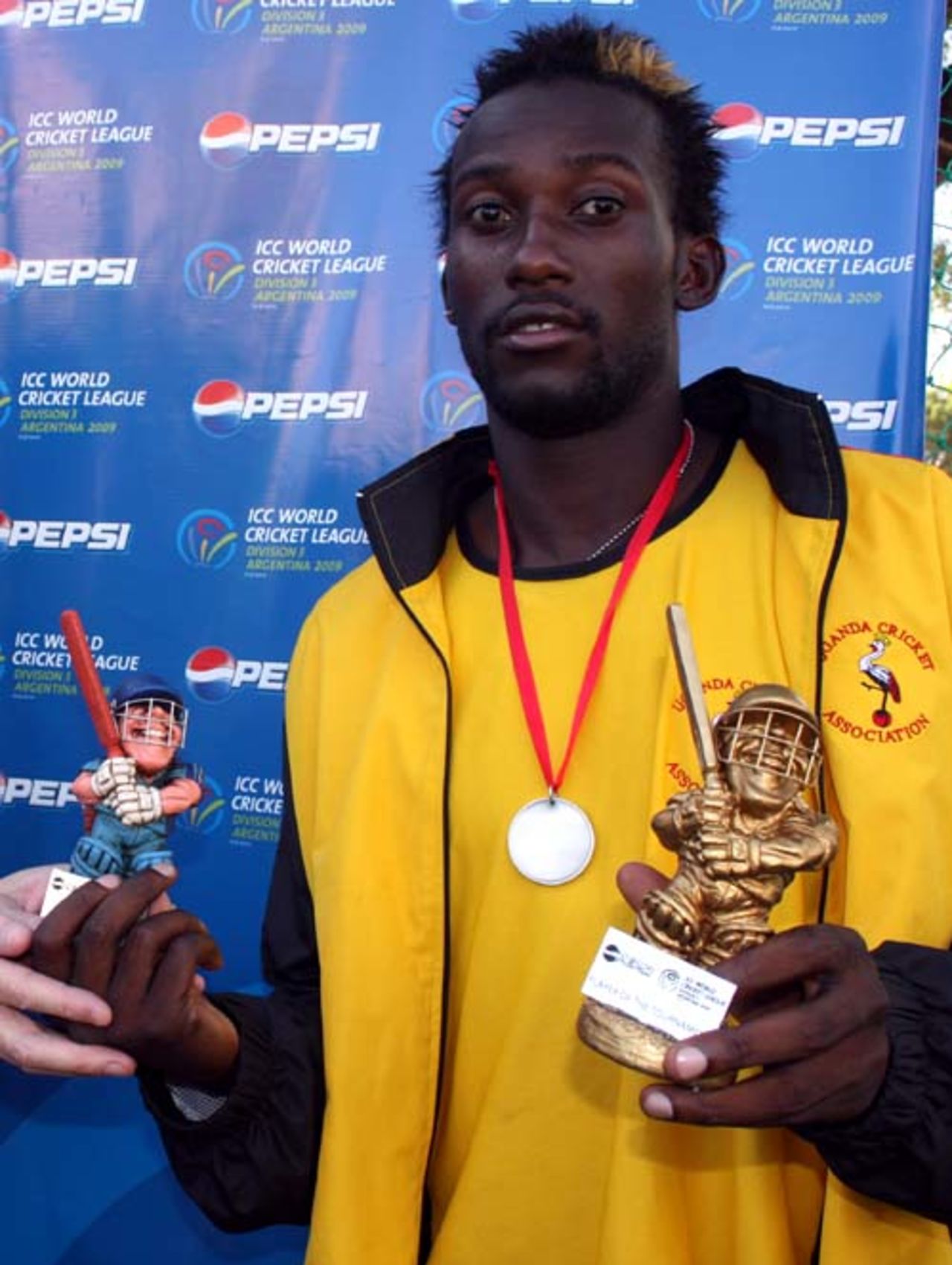 Uganda's Kenneth Kamuya was named Player of the Match and Player of the Tournament, Argentina v Uganda, World Cricket League Division 3, Buenos Aires, January 31, 2009