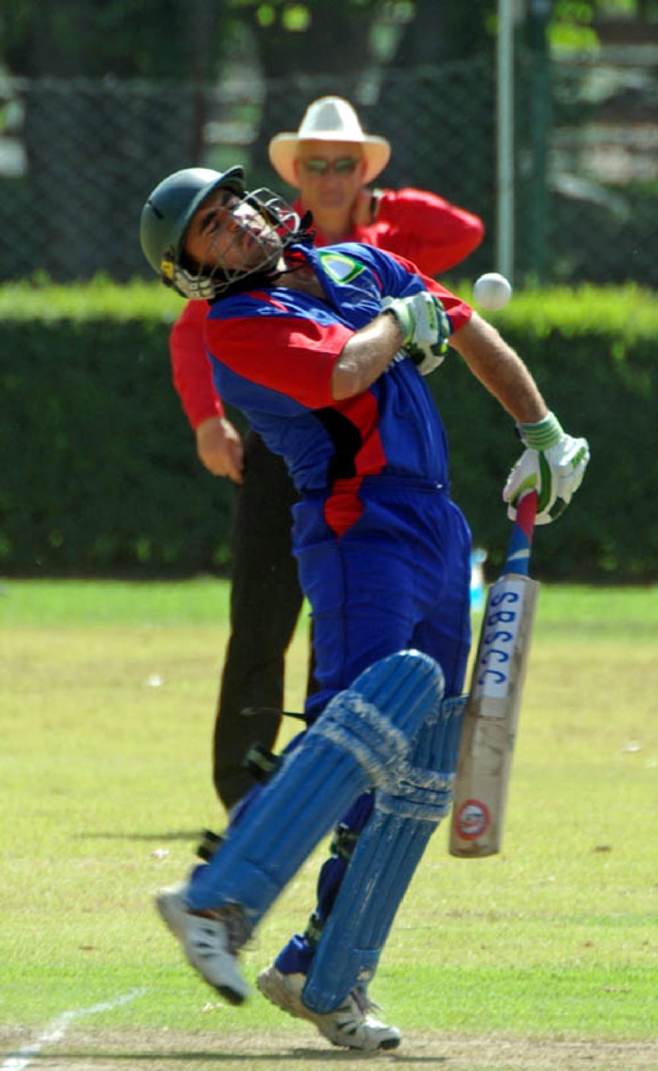 Afghanistan's Karim Khan fails to deal with the short ball, Afghanistan v Cayman Islands, World Cricket League Division 3, Buenos Aires, January 31, 2009