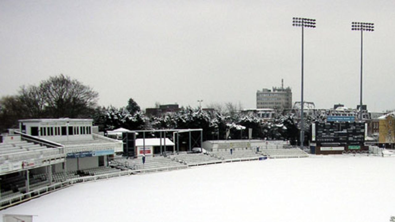 A blanket of snow over the County Ground at Chelmsford, February 2, 2009
