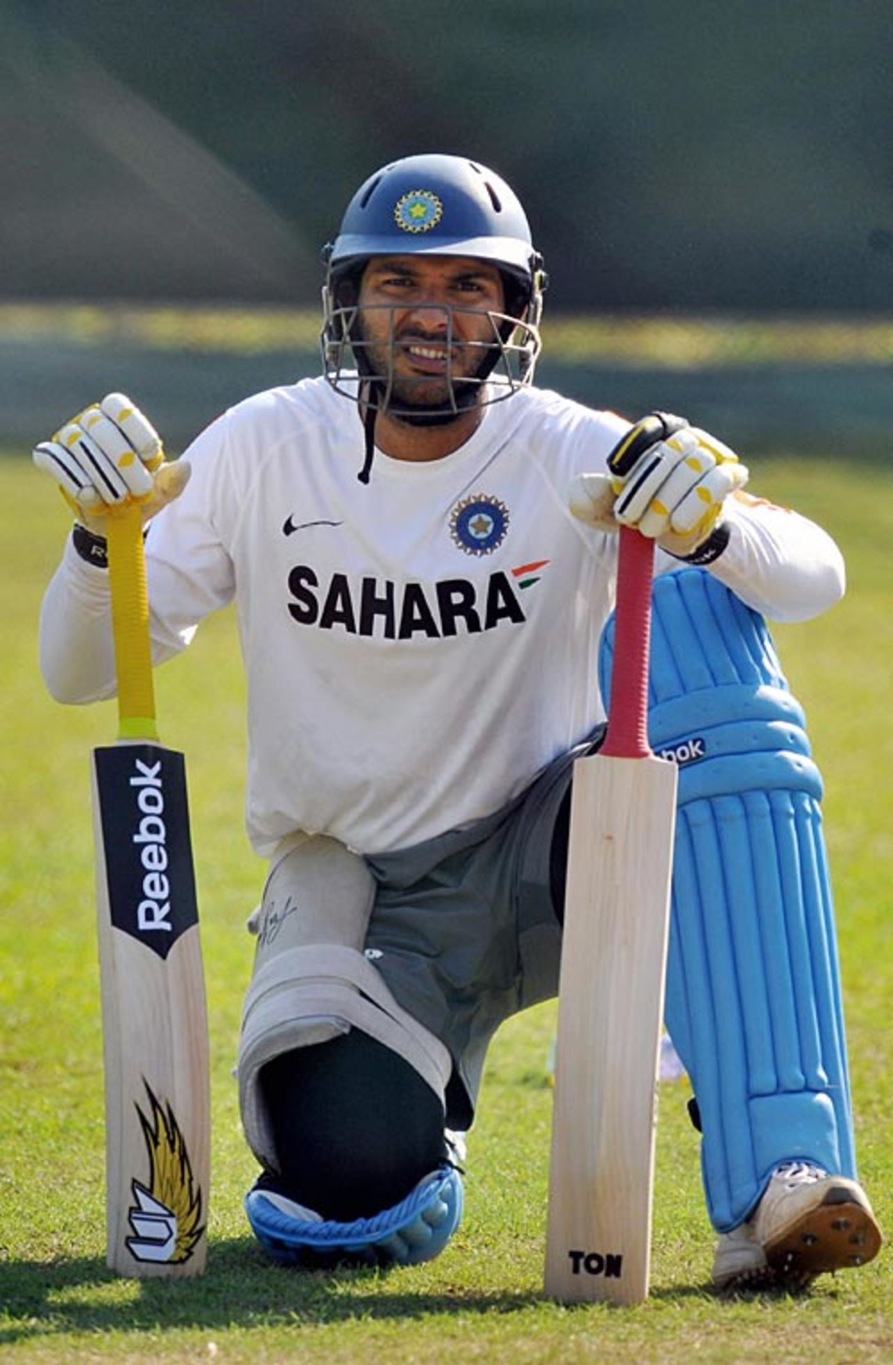 Yuvraj Singh waits for his turn to bat at the nets, Colombo, February 2, 2009