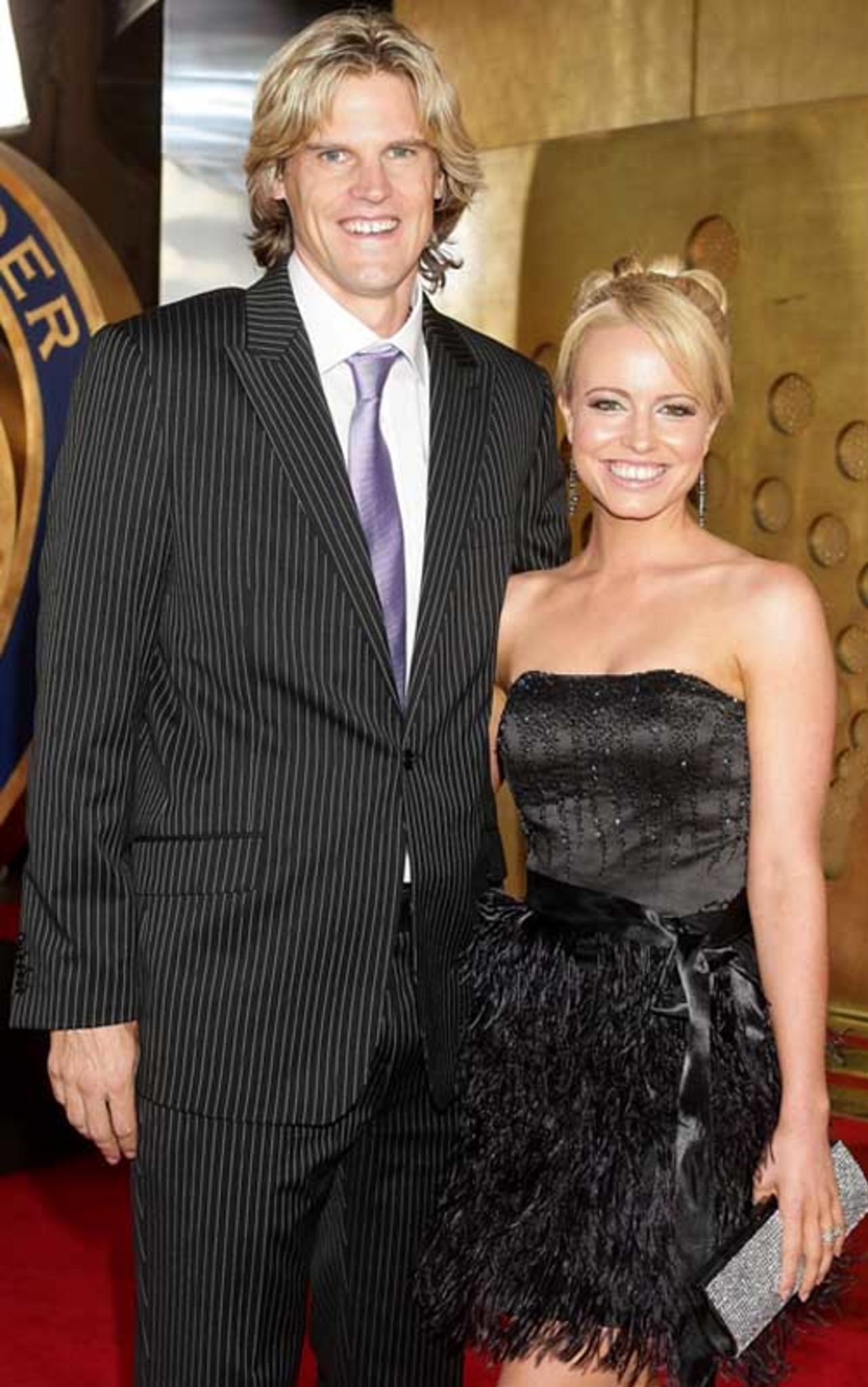Nathan Bracken and partner Haley are all smiles at the 2009 Allan Border Medal, Melbourne, February 3, 2009