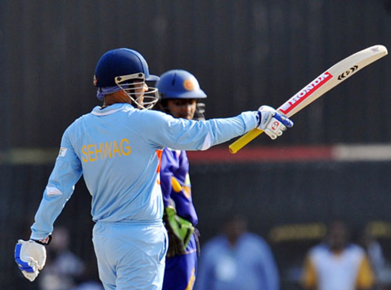 Virender Sehwag reaches his half-century, Sri Lanka v India, 3rd ODI, Colombo, February 3, 2009