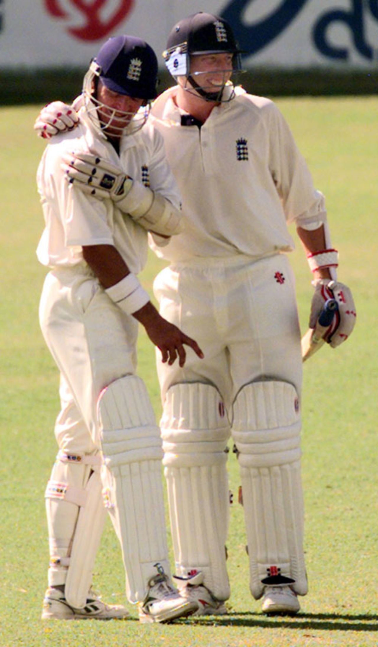 Some sympathy for Alec Stewart from Michael Atherton shortly before the abandonment of the Test, West Indies v England, 1st Test, Jamaica, January 29, 1998