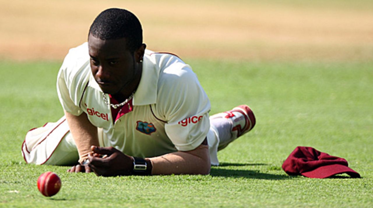 Xavier Marshall is despondent after dropping Andrew Strauss at third slip, West Indies v England, 1st Test, Kingston, February 4, 2009