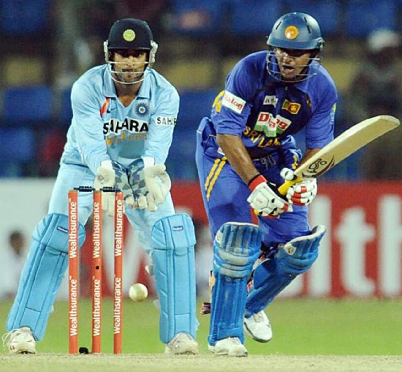 Kumar Sangakkara plays on the leg side, Sri Lanka v India, 4th ODI, Premadasa Stadium, Colombo, February 5, 2009