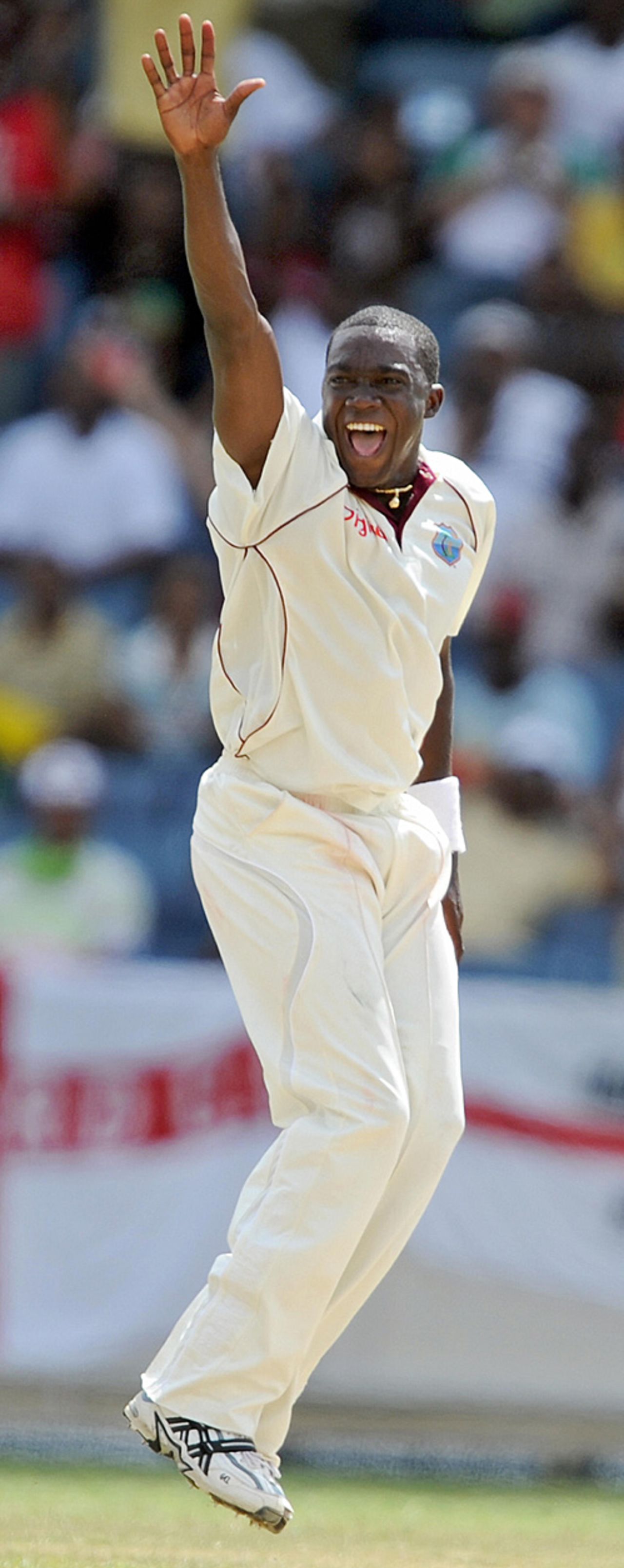 Jerome Taylor celebrates one of his five wickets against England, West Indies v England, 1st Test, Kingston, February 7, 2009