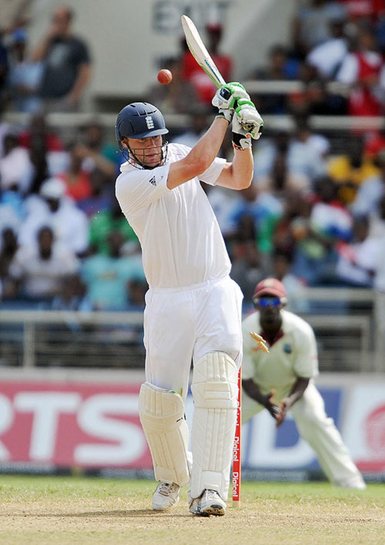 Andrew Flintoff swings across the line and is bowled, as England veer towards defeat, West Indies v England, 1st Test, Kingston, February 7, 2009