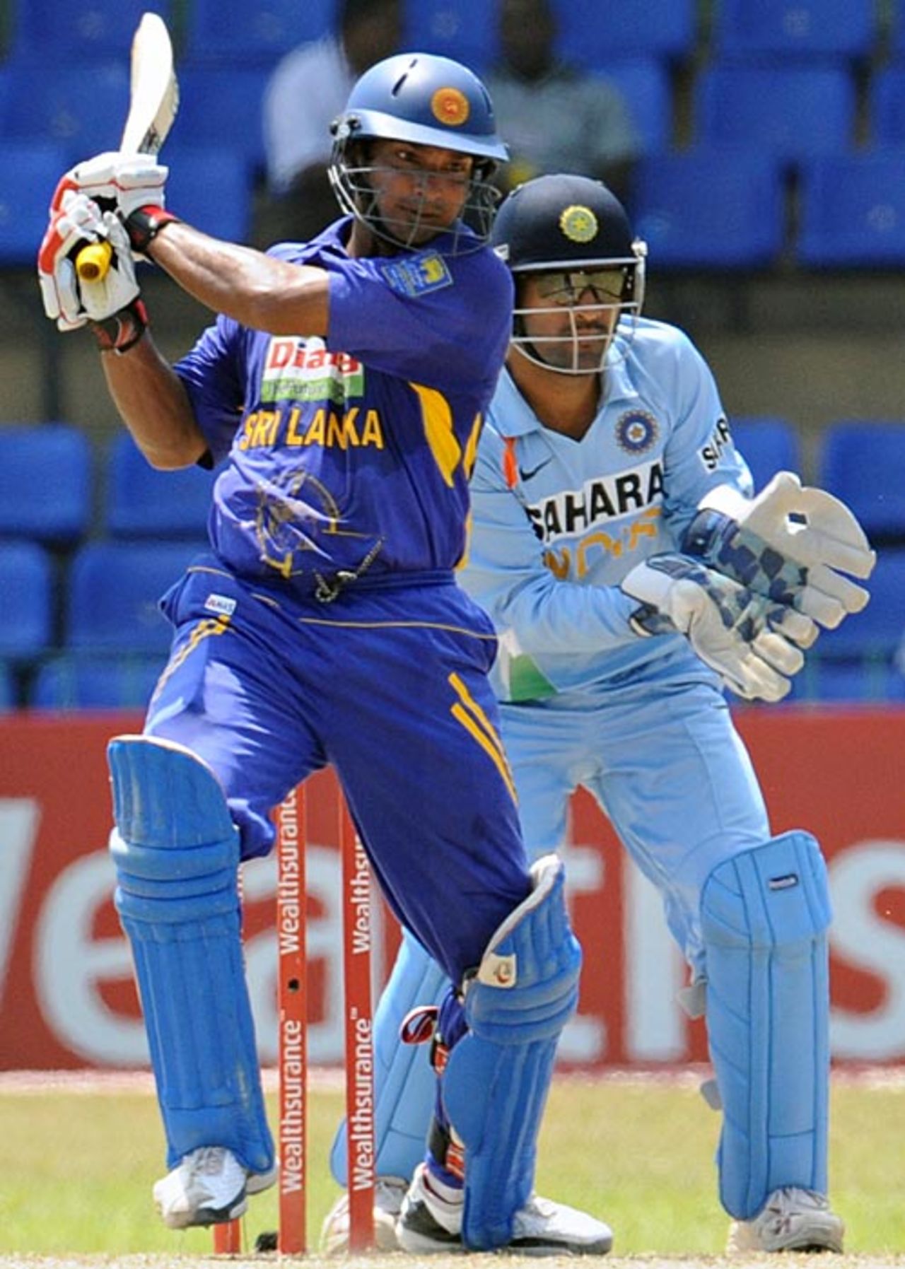 Kumar Sangakkara hits off the back foot, Sri Lanka v India, 5th ODI, Premadasa Stadium, Colombo, February 8, 2009