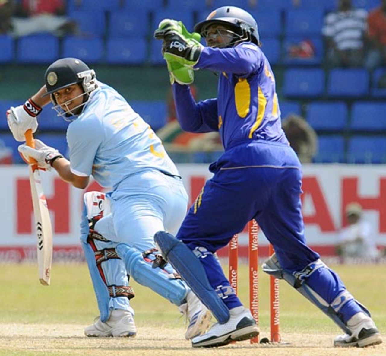 Kumar Sangakkara catches Suresh Raina, Sri Lanka v India, 5th ODI, Premadasa Stadium, Colombo, February 8, 2009