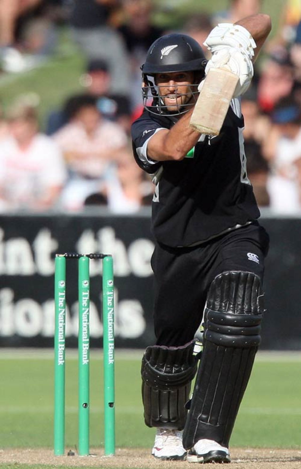 Grant Elliott drives through the off side, New Zealand v West Indies, 5th ODI, Napier, January 13, 2009