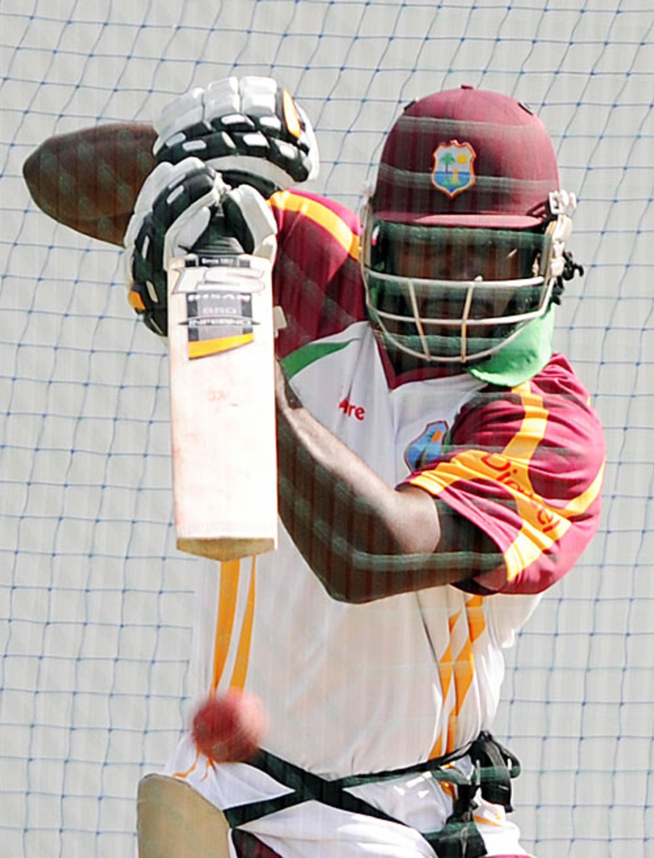 Chris Gayle drives one straight, Antigua, February 10, 2009
