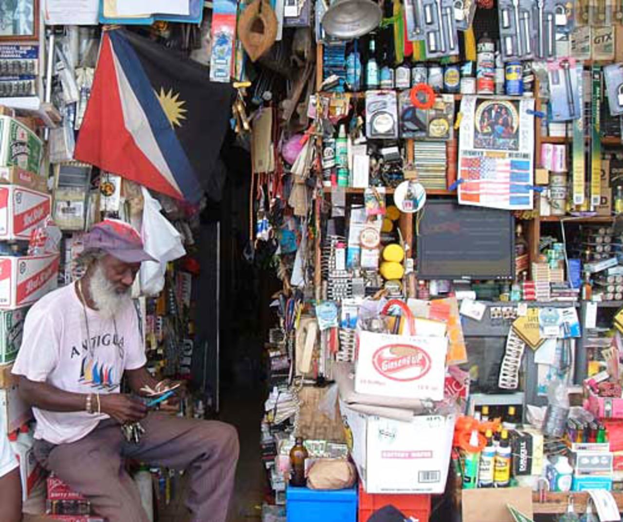Gravy sits in his store, Antigua, February 11, 2009