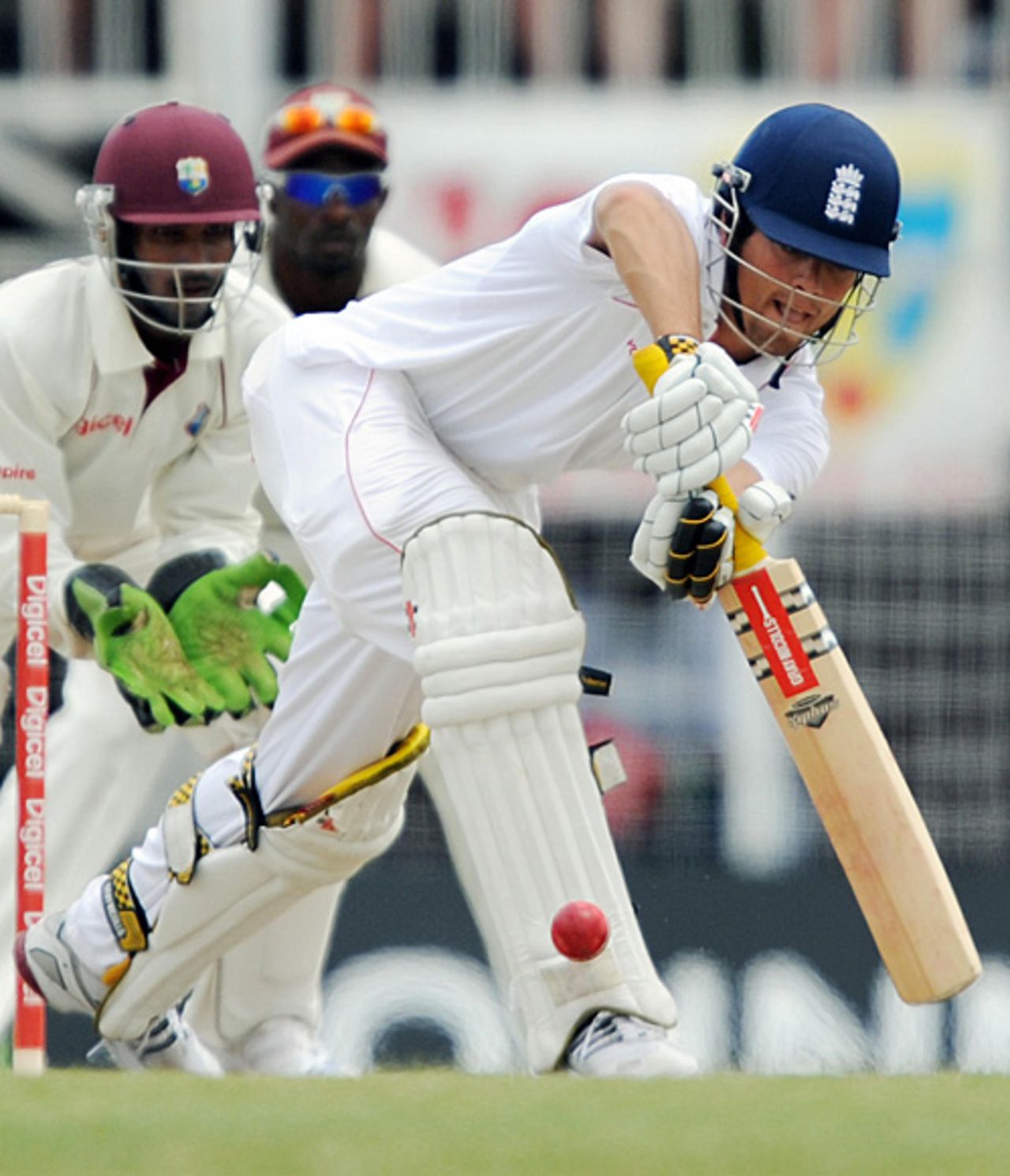 Alastair Cook nurdles a spinner to leg, West Indies v England, 3rd Test, Antigua, February 15, 2009