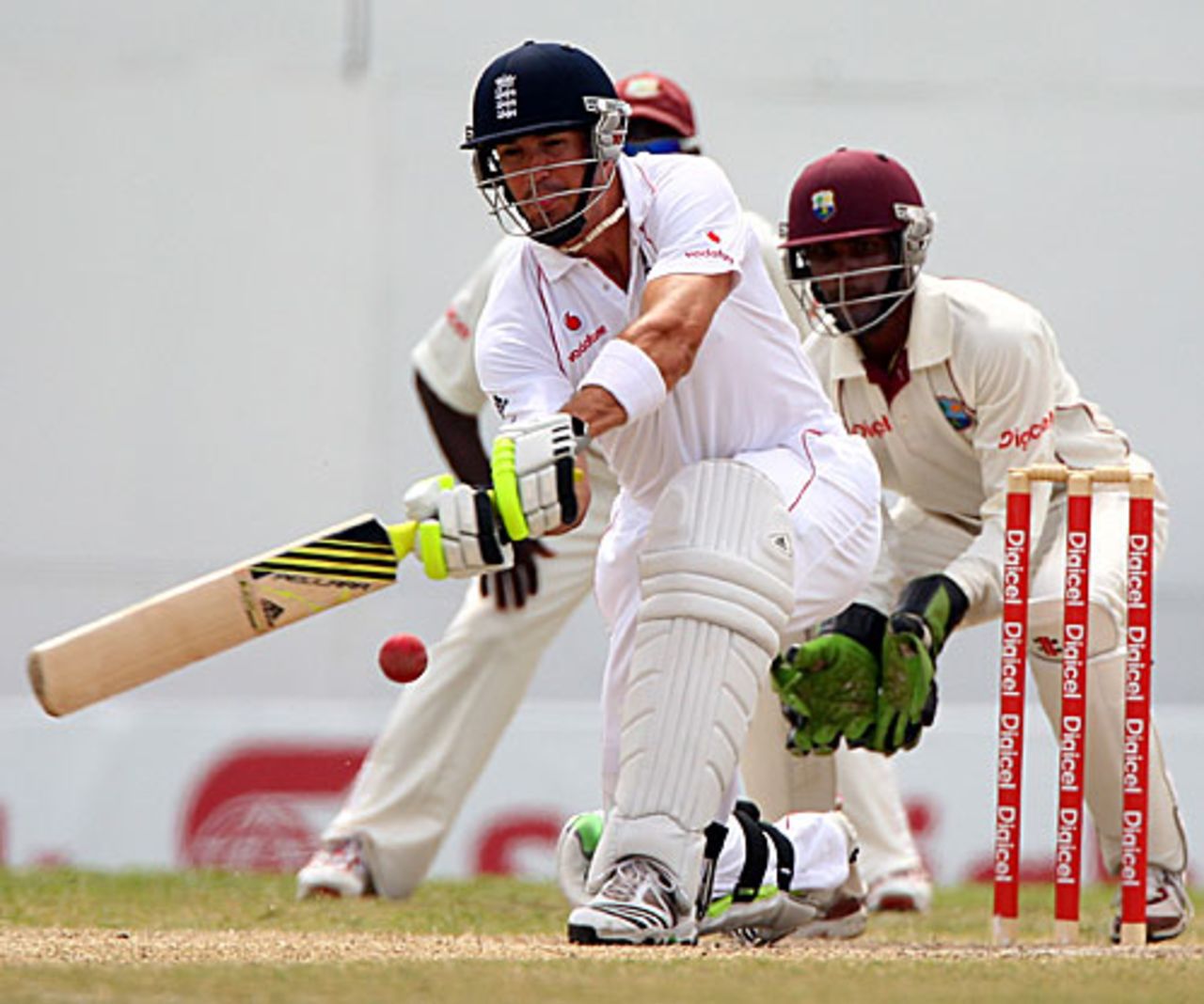 Kevin Pietersen gets in position to sweep, West Indies v England, 3rd Test, Antigua, 4th day, February 18, 2009