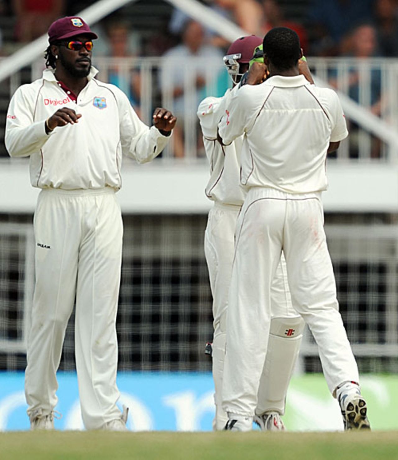 West Indies celebrate the dismissal of Owais Shah, West Indies v England, 3rd Test, Antigua, 4th day, February 18, 2009