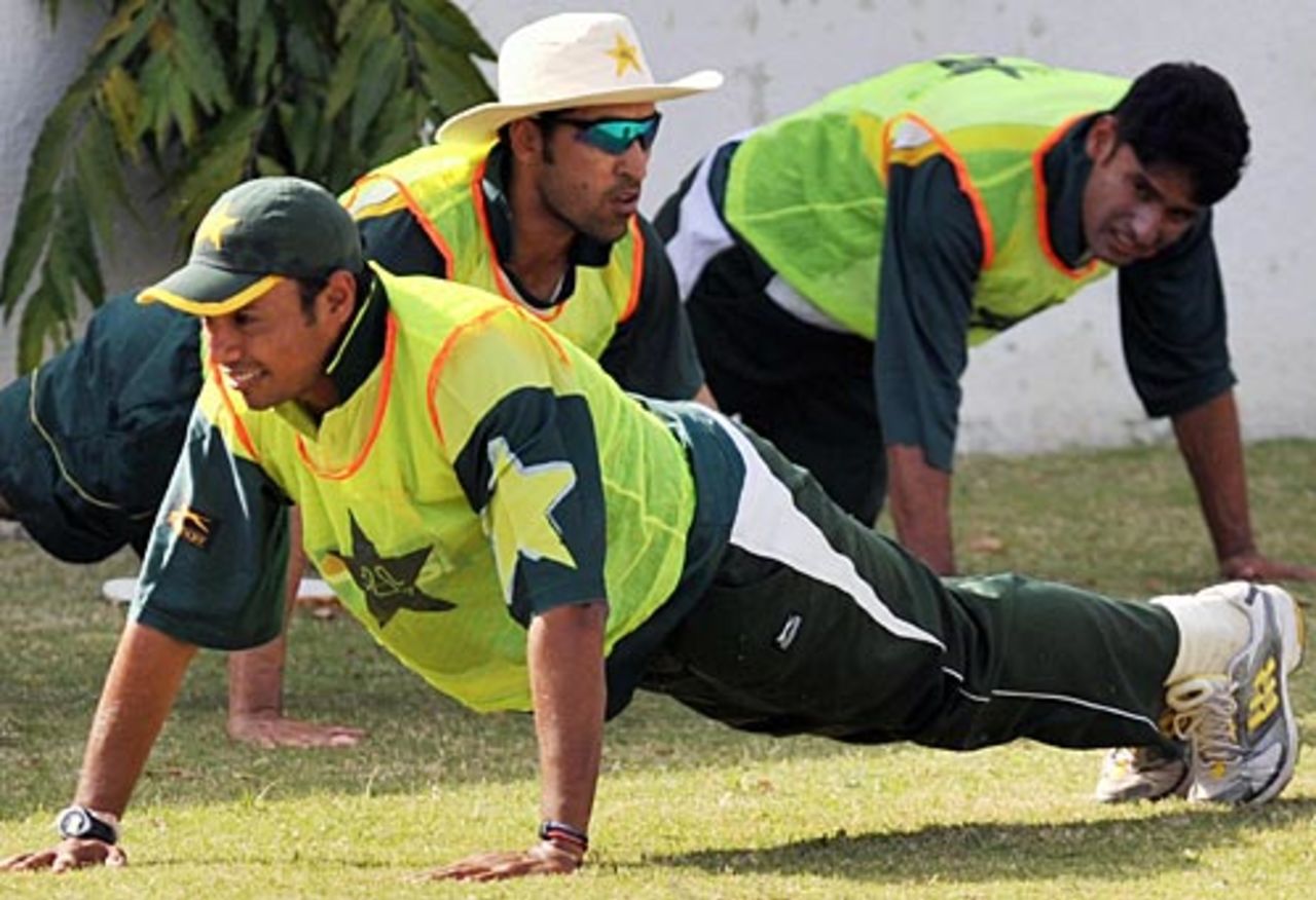 Danish Kaneria during a training session, Karachi, February 19, 2009