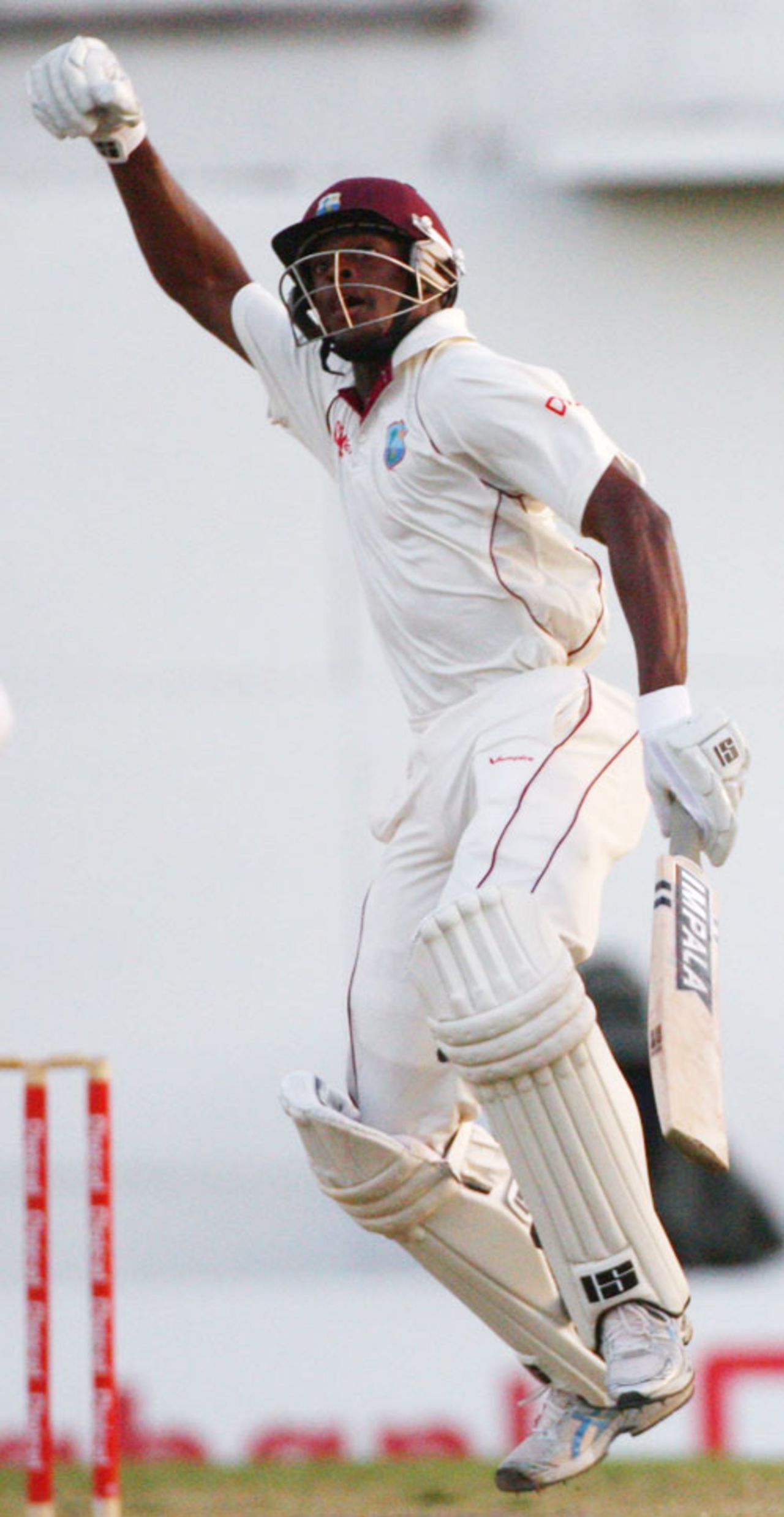 Daren Powell celebrates a great escape, West Indies v England, 3rd Test, 5th day, Antigua, February 19, 2009