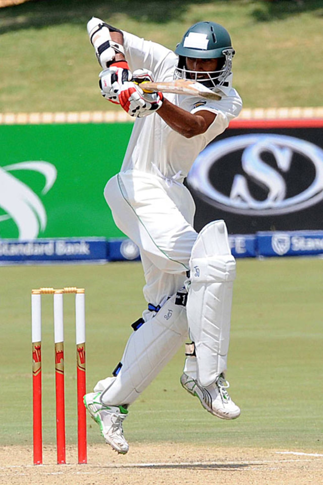 Imraan Khan plays a stylish shot through the leg side, South African Board President's XI v Australians, Potchefstroom, 1st day, February 20, 2009 		