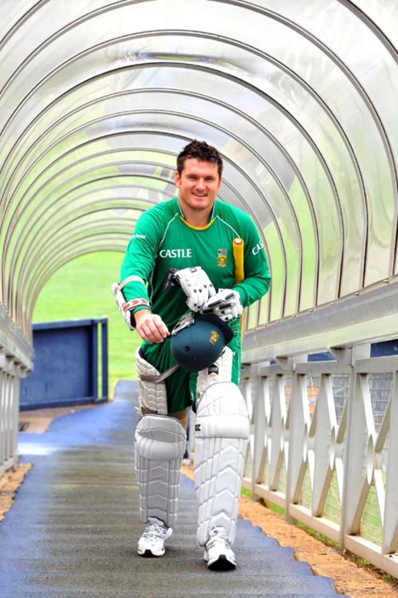 Graeme Smith heads back after a nets session at the Wanderers, Johannesburg, February 24, 2009