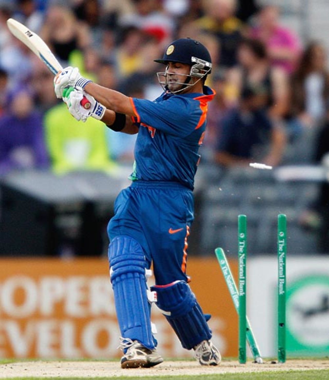 Gautam Gambhir is bowled, New Zealand v India, 1st Twenty20 international, Christchurch, February 25, 2009